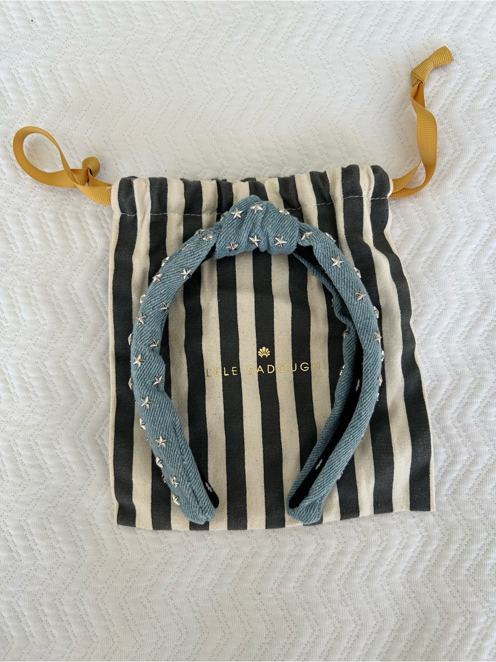 Lele Sadoughi Light Blue Star-Studded Headband
